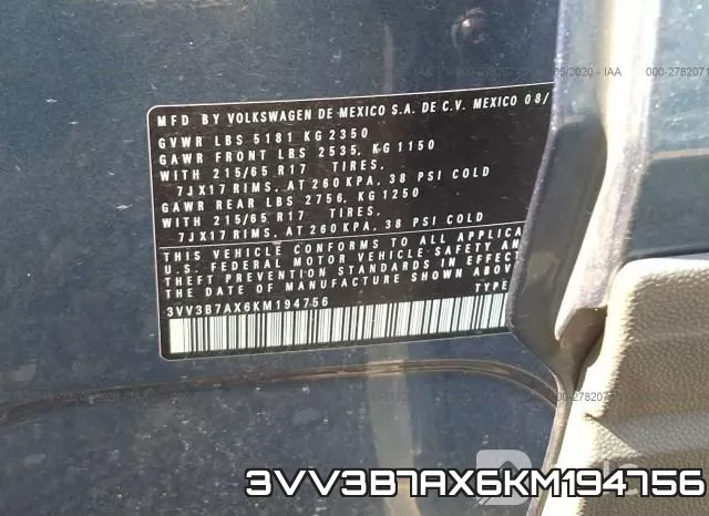 3VV3B7AX6KM194756 фото 10