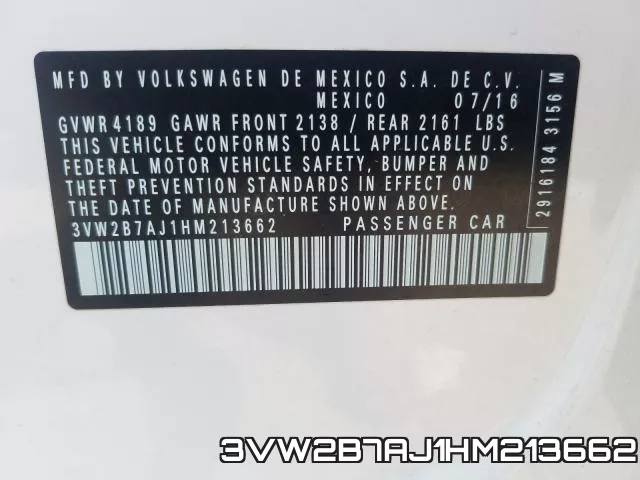 3VW2B7AJ1HM213662 фото 2