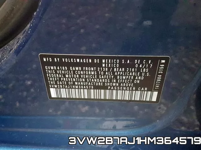 3VW2B7AJ1HM364579 фото 2