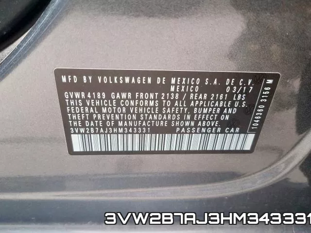 3VW2B7AJ3HM343331 фото 2