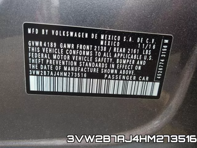 3VW2B7AJ4HM273516 фото 2