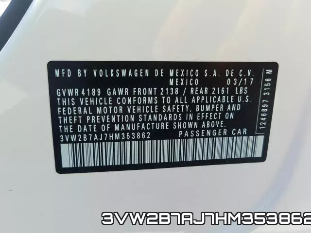 3VW2B7AJ7HM353862 фото 2