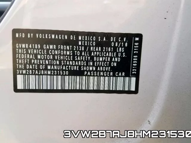 3VW2B7AJ8HM231530 фото 2