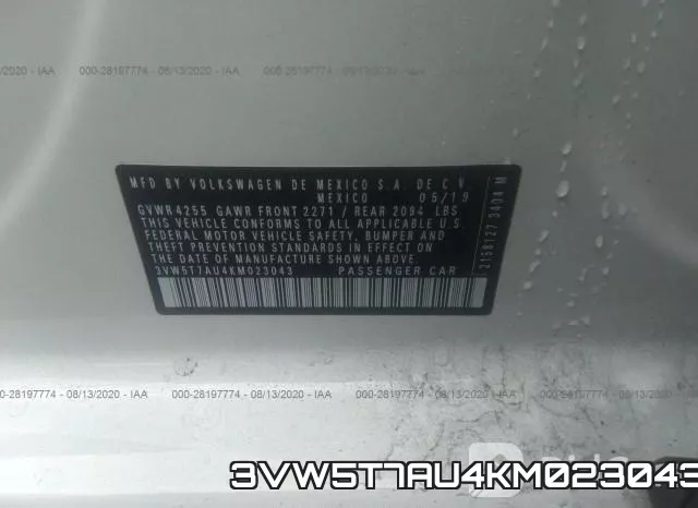 3VW5T7AU4KM023043 фото 10