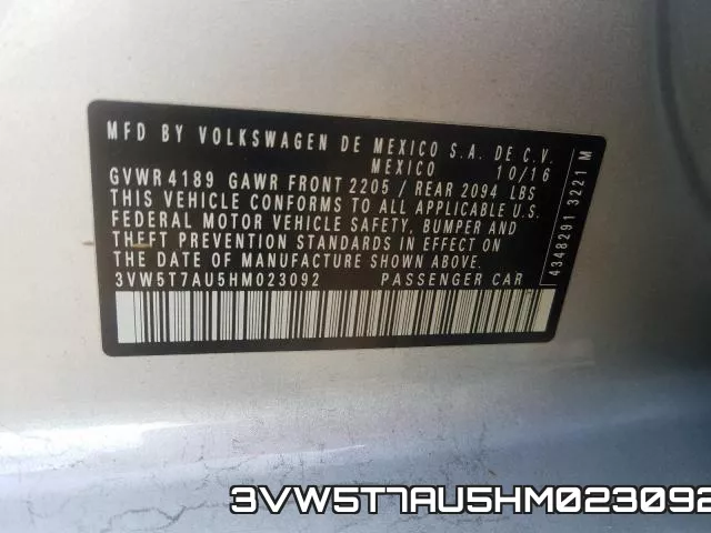 3VW5T7AU5HM023092 фото 2