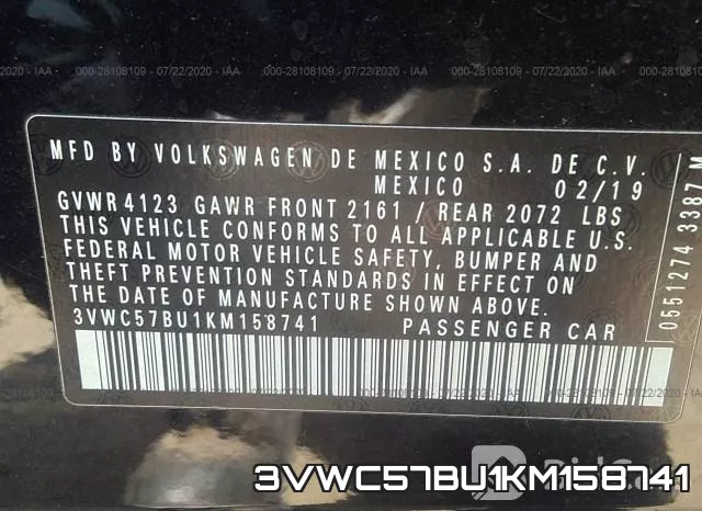 3VWC57BU1KM158741 фото 10