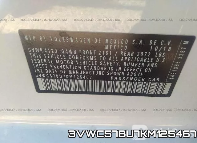 3VWC57BU7KM125467 фото 10