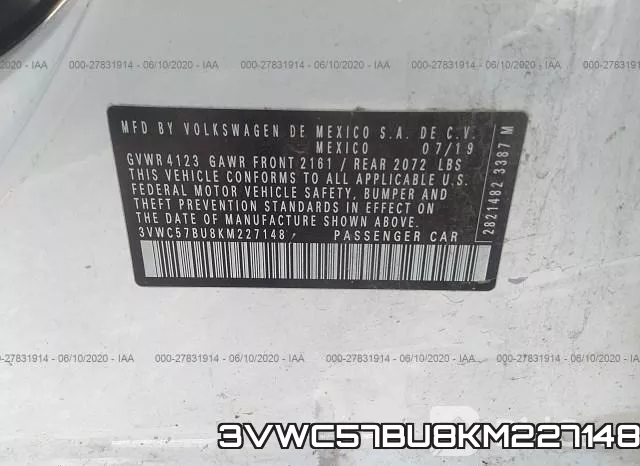 3VWC57BU8KM227148 фото 10