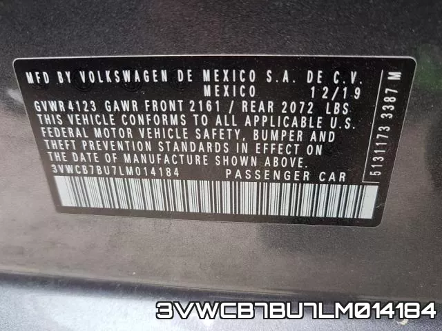 3VWCB7BU7LM014184 фото 2