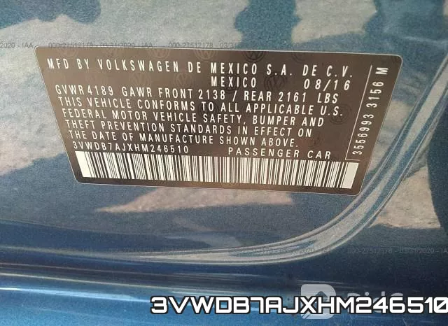 3VWDB7AJXHM246510 фото 10