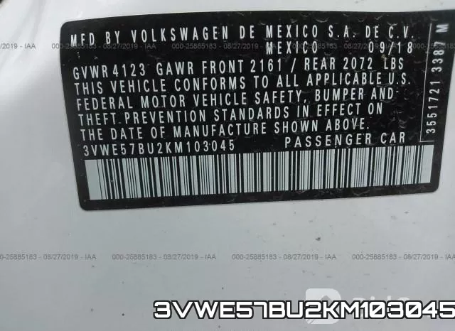 3VWE57BU2KM103045 фото 10