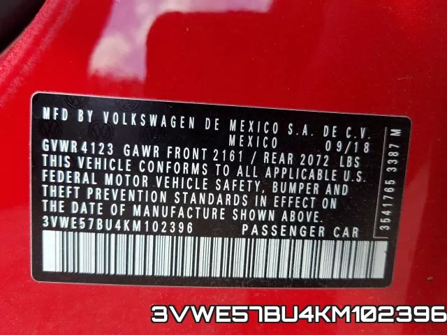 3VWE57BU4KM102396 фото 2
