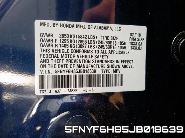 5FNYF6H85JB018639 фото 2