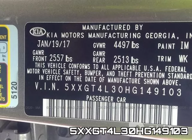 5XXGT4L30HG149103 фото 10