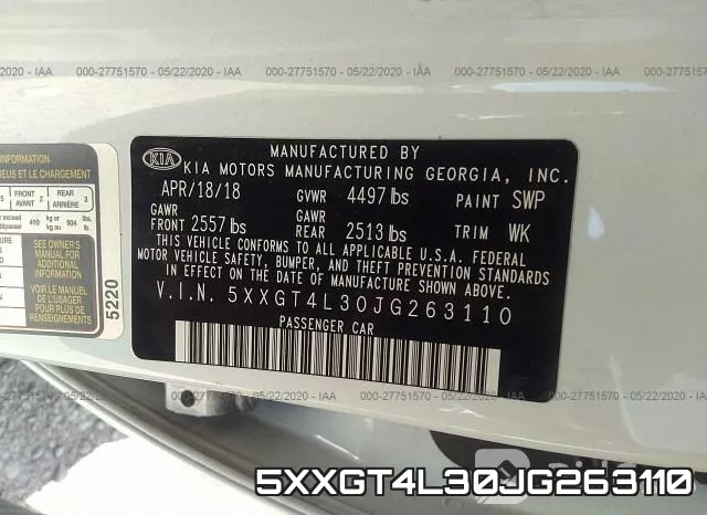 5XXGT4L30JG263110 фото 10