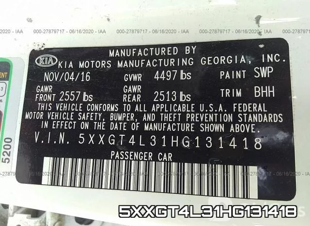 5XXGT4L31HG131418 фото 10