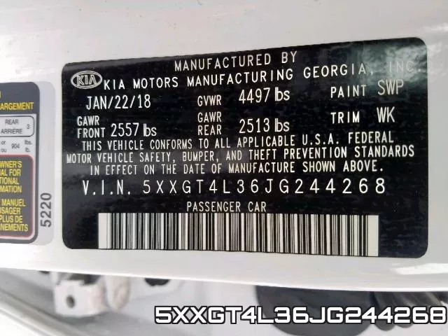 5XXGT4L36JG244268 фото 2