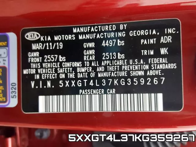 5XXGT4L37KG359267 фото 2