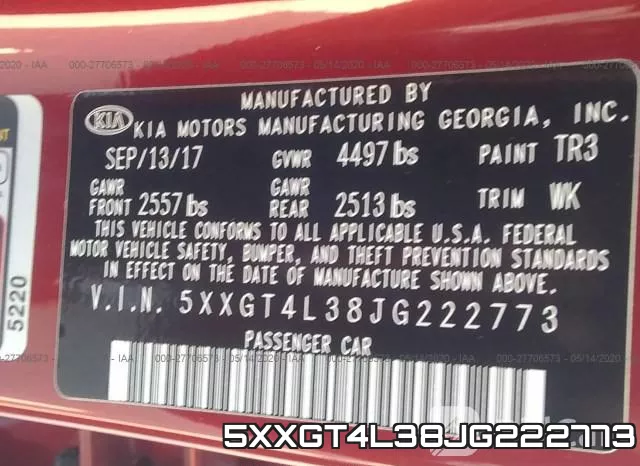 5XXGT4L38JG222773 фото 10