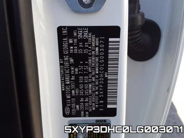 5XYP3DHC0LG003071 фото 2