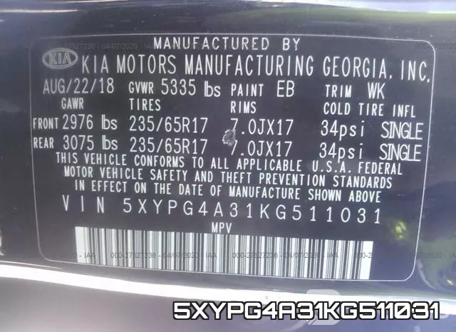 5XYPG4A31KG511031 фото 10