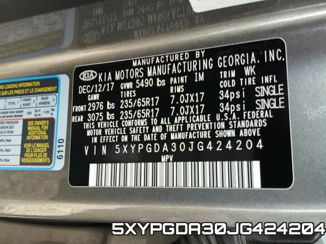 5XYPGDA30JG424204 фото 2