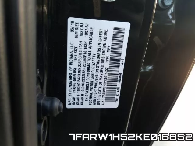 7FARW1H52KE016852 фото 2