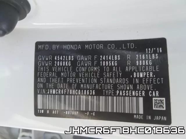 JHMCR6F78HC018636 фото 2