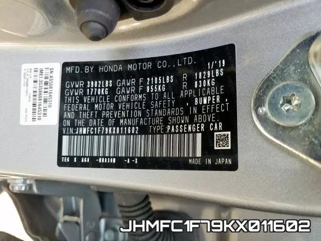 JHMFC1F79KX011602 фото 2