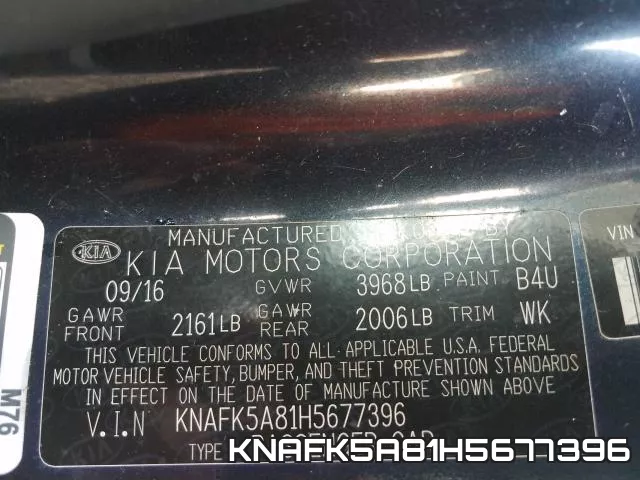 KNAFK5A81H5677396 фото 2