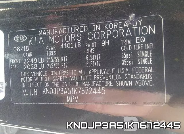 KNDJP3A51K7672445 фото 10