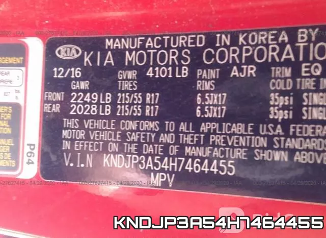 KNDJP3A54H7464455 фото 10