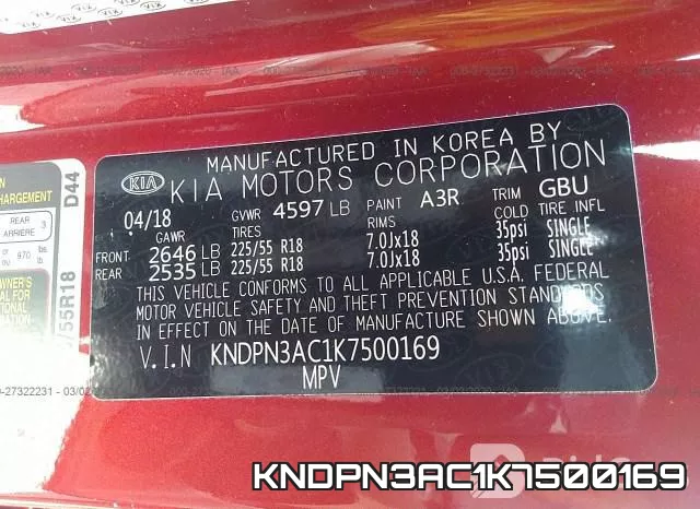 KNDPN3AC1K7500169 фото 10