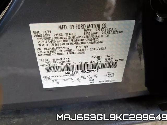 MAJ6S3GL9KC289649 фото 2