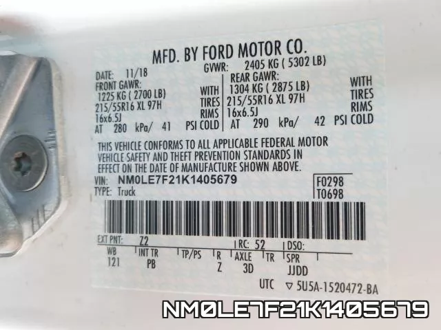 NM0LE7F21K1405679 фото 2