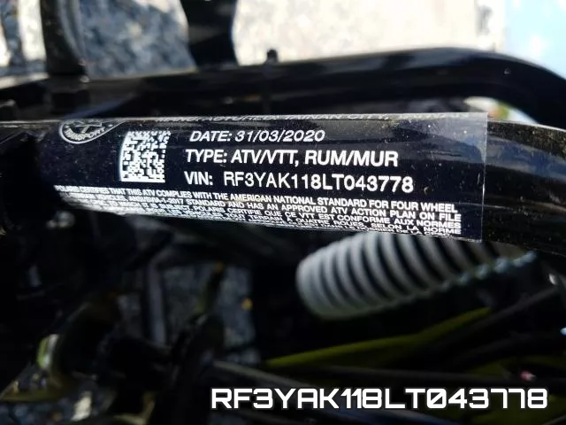 RF3YAK118LT043778 фото 2
