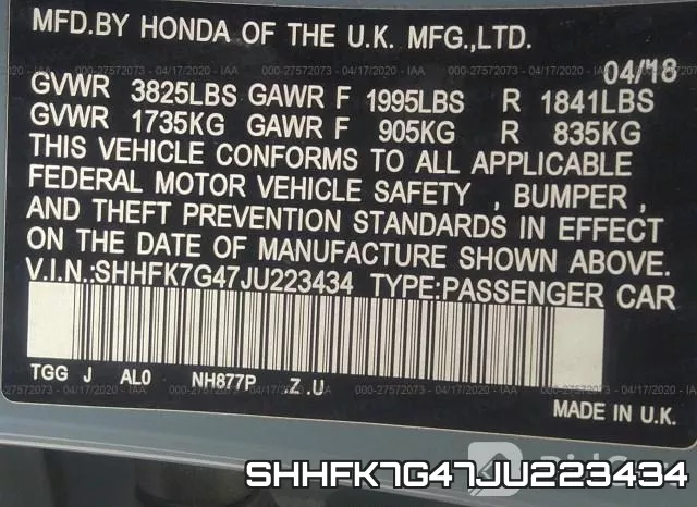 SHHFK7G47JU223434 фото 10