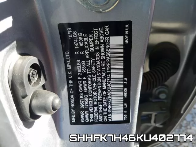 SHHFK7H46KU402774 фото 2