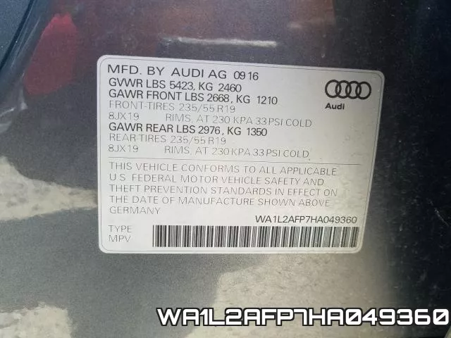 WA1L2AFP7HA049360 фото 2