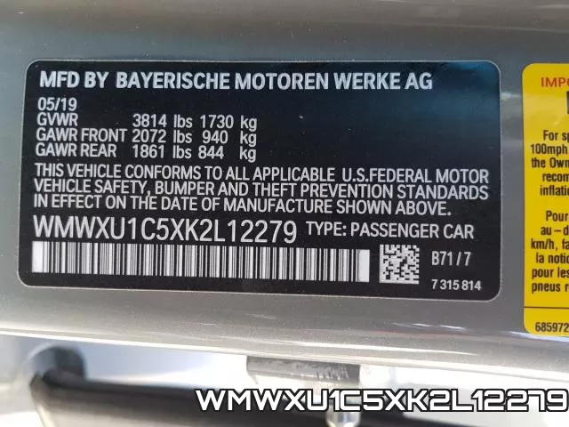 WMWXU1C5XK2L12279 фото 2
