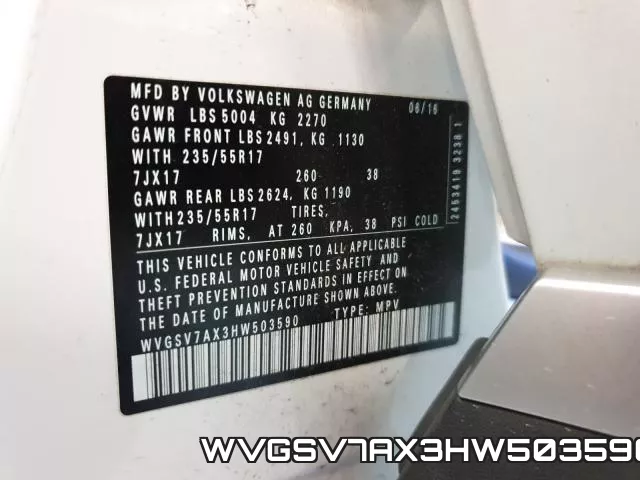 WVGSV7AX3HW503590 фото 2
