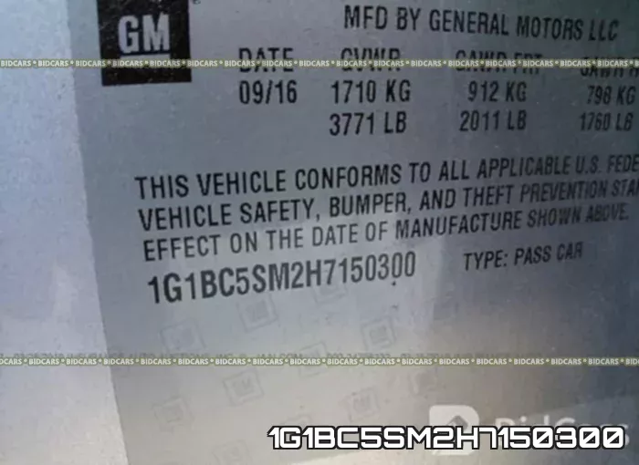 1G1BC5SM2H7150300 фото 10