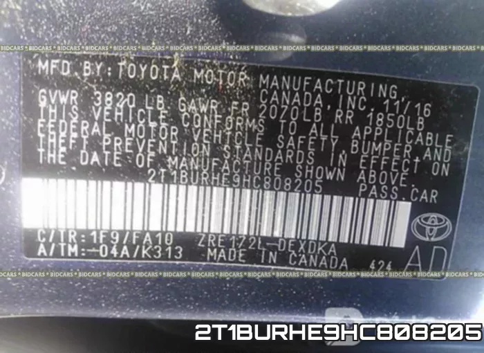 2T1BURHE9HC808205 фото 10