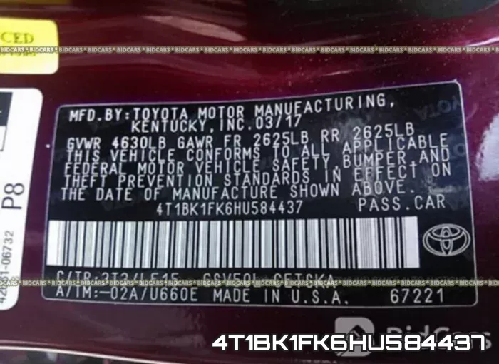 4T1BK1FK6HU584437 фото 10