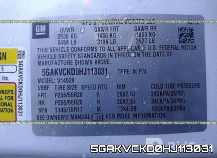 5GAKVCKD0HJ113031 фото 10