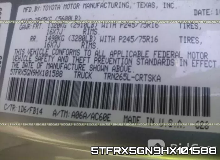 5TFRX5GN9HX101588 фото 10