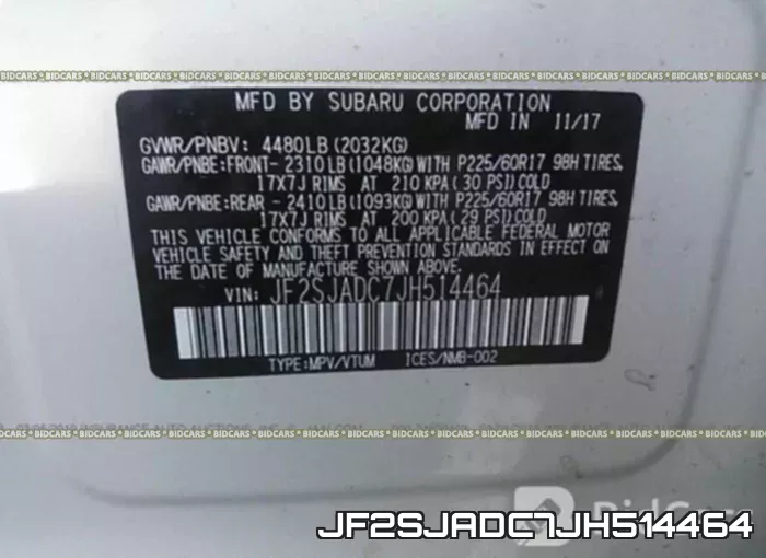 JF2SJADC7JH514464 фото 10