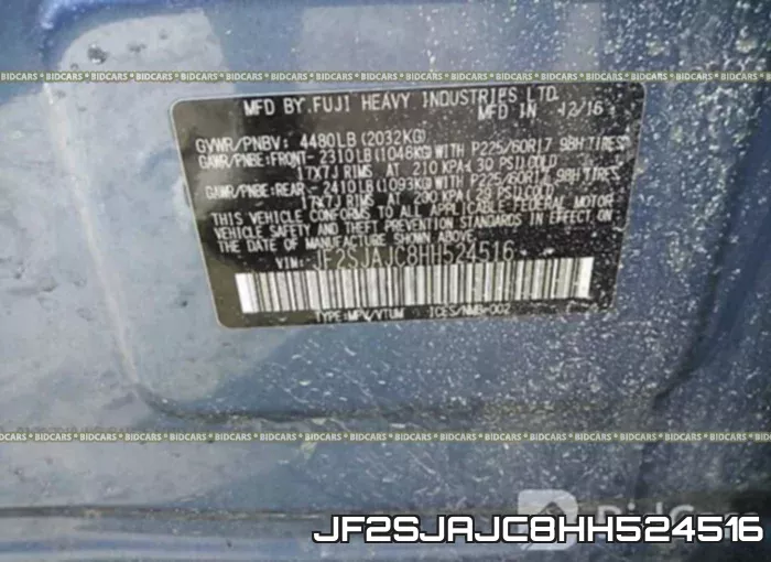 JF2SJAJC8HH524516 фото 10