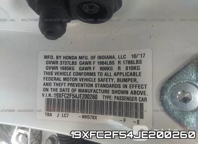 19XFC2F54JE200260 фото 10