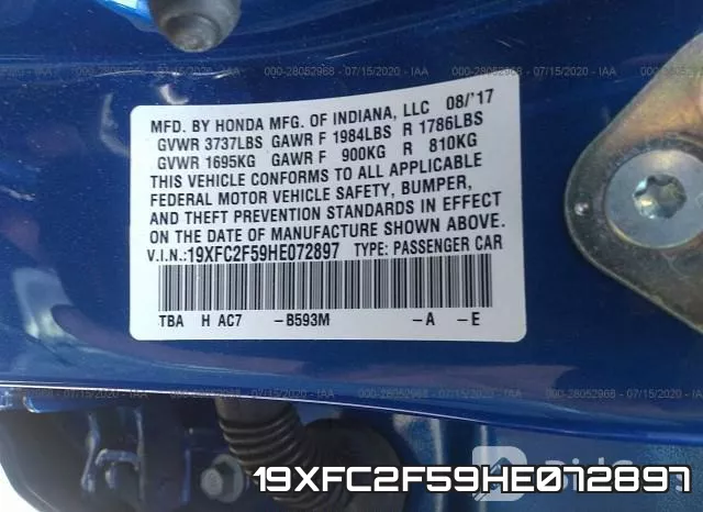 19XFC2F59HE072897 фото 10